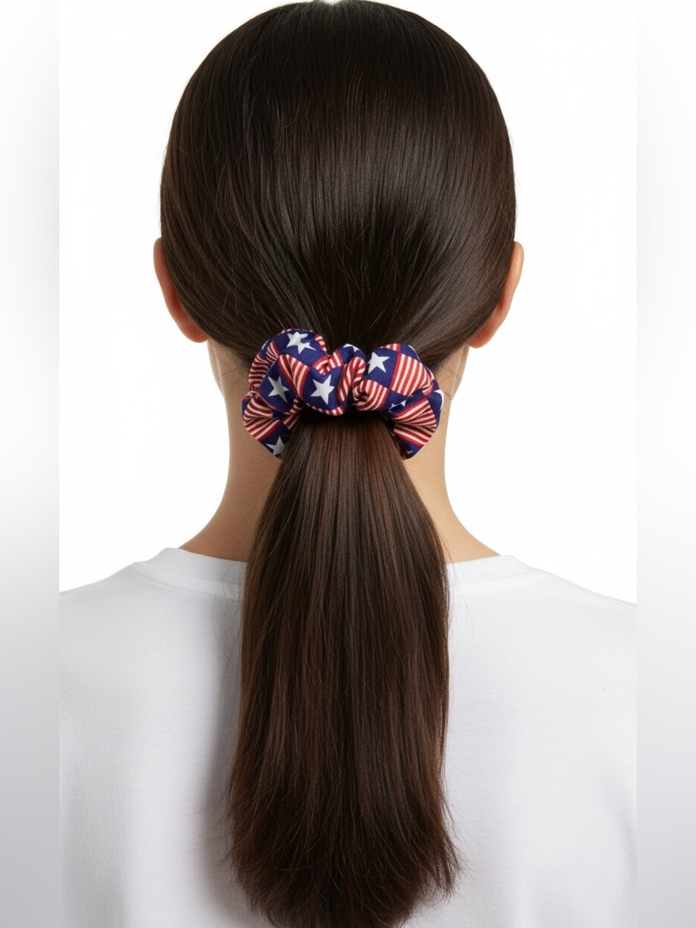 Red White Blue Flag Stripes Stars Patriotic USA America July 4th Scrunchie